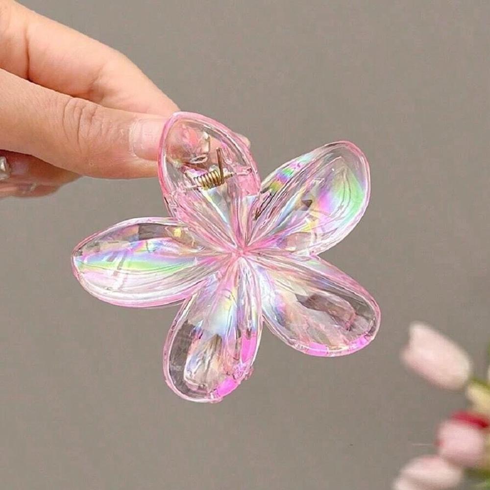 New Laser Gradient Flower Hair Claw Women Fashion Lightweight Acrylic Headwear Hairpin Crab Barrette Girl Hair Accessories