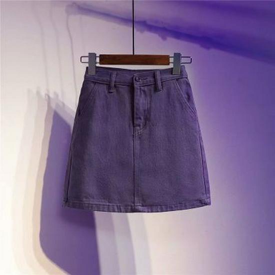 Plus Size Denim Midi Skirt - High Waist Casual Spring/Summer A-Line Bodycon Skirt for Women