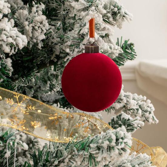 16Pcs Velvet Christmas Ornaments 6/8cm Flocked Ball Set Elegant Xmas Tree Decorations for Festive Atmosphere
