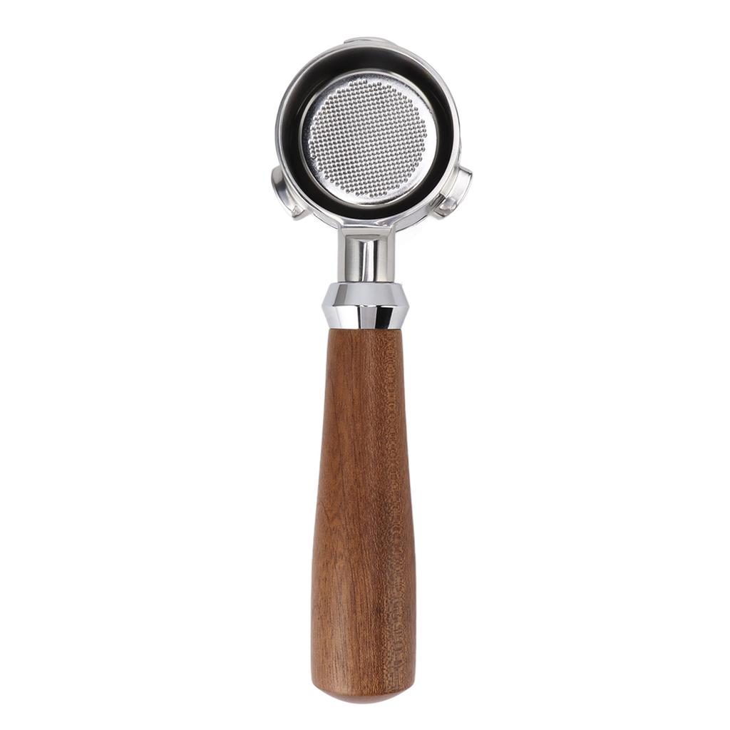 Coffee Bottomless Portafilter with Wooden Handle Stainless Steel Coffee Machine Filter Holder Replacement Parts