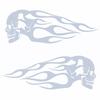 2Pcs Universal Motorcycle Gas Fuel Oil Tank Skull Flame Badge Decal Sticker