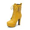 Stivaletti da Donna con Tacco in Pelle Scarpe Invernali con Lacci e Zip Plateau Décolleté Crossdresser Sissy Stivali da Uomo Taglia USA 4.4-15