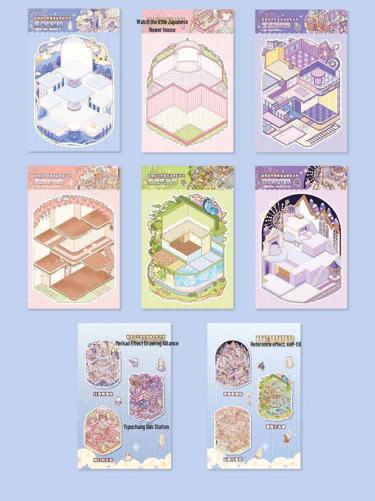 Light Luxury Cartoon Miniature Scene Sticker Book: Creative Fun DIY Stickers