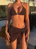 1011 Hot Selling Sexy Bikini Three-piece Swimsuit Women's European and American Popular Beach Tether Bikini Swimsuit