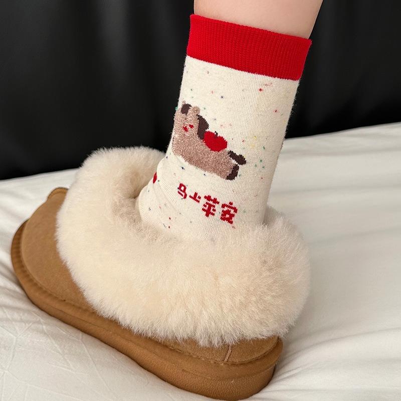 

Red Sox Children s Winter-Spring Thick and Warm Elastic Mid-Calf Socks - New Year s 1 pair