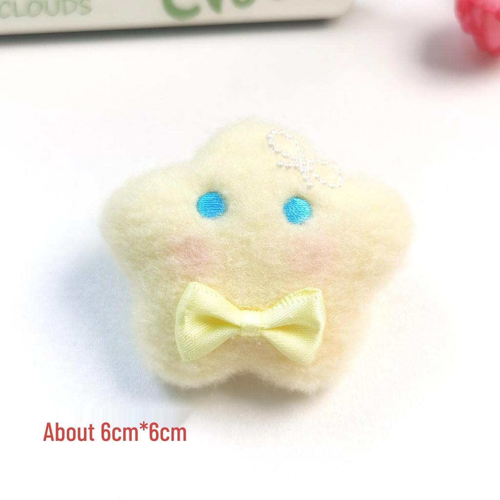 Cute Plush Star & Moon Keychain: Soft Blush Star Brooch & Adorable Hair or Clothing Accessory