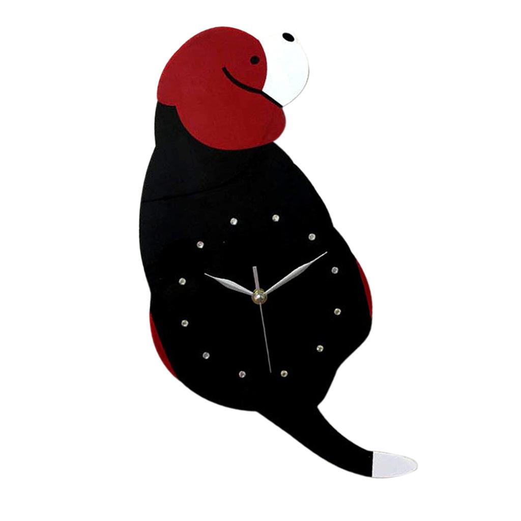 

3D виляющий хвостом кошка собака настенные часы часы тишины украшение дома для спальни пятнистый кот