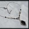 Gothic Victoria Sliver Color Rose Lacework Black Crystal Pendant Necklace for Women Punk Witch Halloween Stainless Steel Jewelry