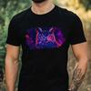 T-Shirt Men Neon Owl Motif Cotton Size XS To 5XL