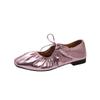 Fashion Ballet Flat Shoes Women's Square Head Shallow Mouth Single Shoes Light Casual Leather Shoe Lace-up Flats Mary Jane Flats