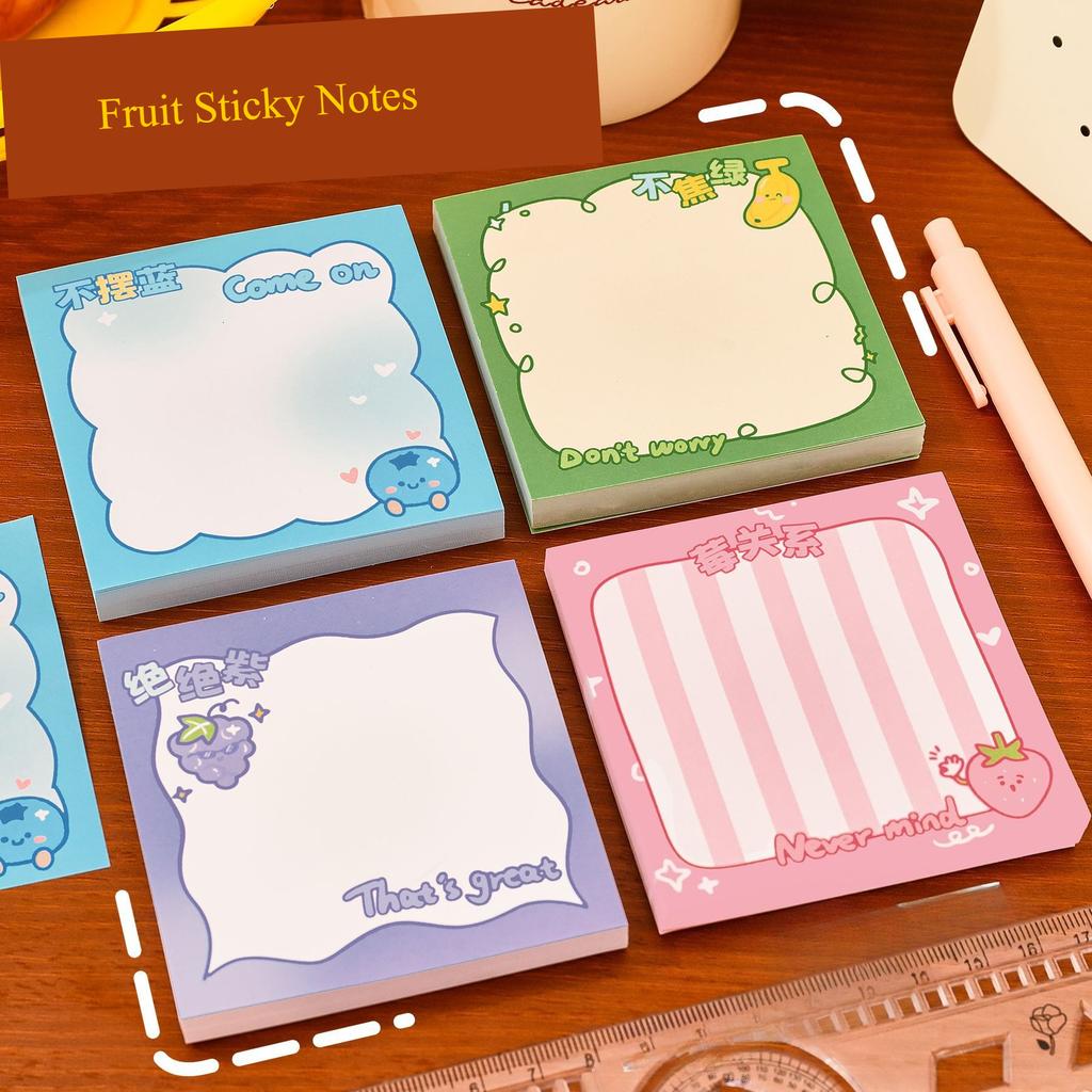 Fruit Gradient Sticky Notes for Students - Cute Hand Account Stickers, Removable Memo Pads, High-Value Reusable Note Pads