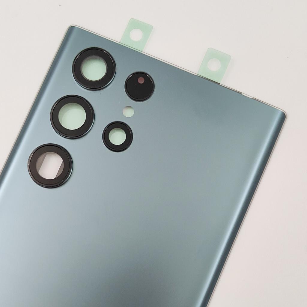 Matte Glass For Samsung Galaxy S22 Ultra 5G Battery Cover Rear Lid Back Door Housing  +  Camera Lens Glue Adhesive