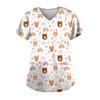 Women's Clothing Cartoon 3D Print V-neck Women's Working Clothes Tops Short Sleeve With Pockets Carers Medical Nurse Uniform