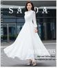 White Flowing Chiffon Beach Dress with Large Hem Skirt - Summer Long Style for Women