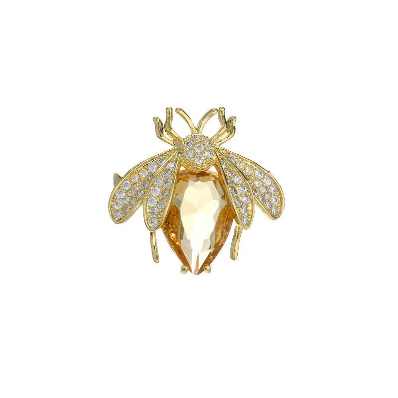 Bee Shaped Brooch Pin with Crystal Detailing for Unisex Apparel Accessories for Coats Jackets Shirts Sweaters Bags