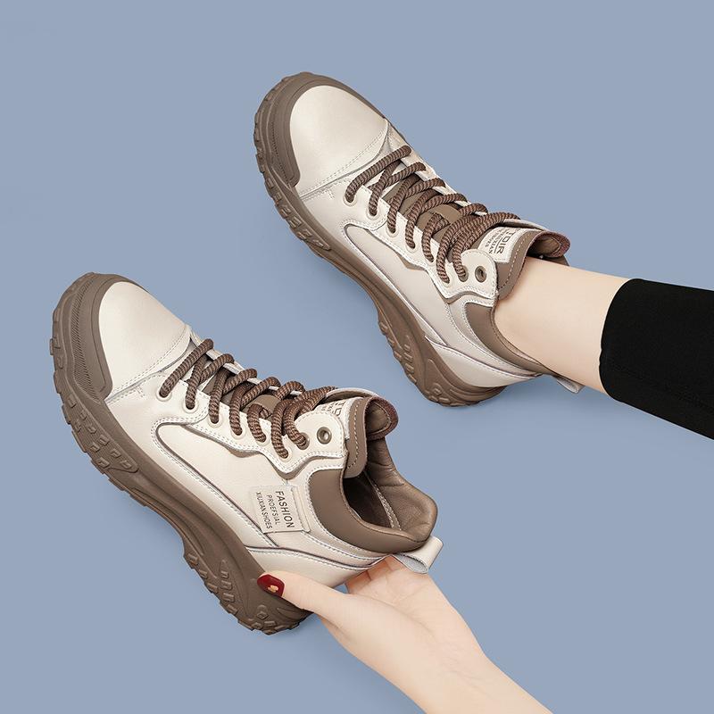 Casual sports shoes for women increase in height in autumn and winter Small white thick-soled dad flat