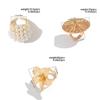 SHIXIN Creative Design Gold Color Large Flower Open Ring for Women Exaggerated Geometric Chunky Adjustable Ring New Year Jewelry