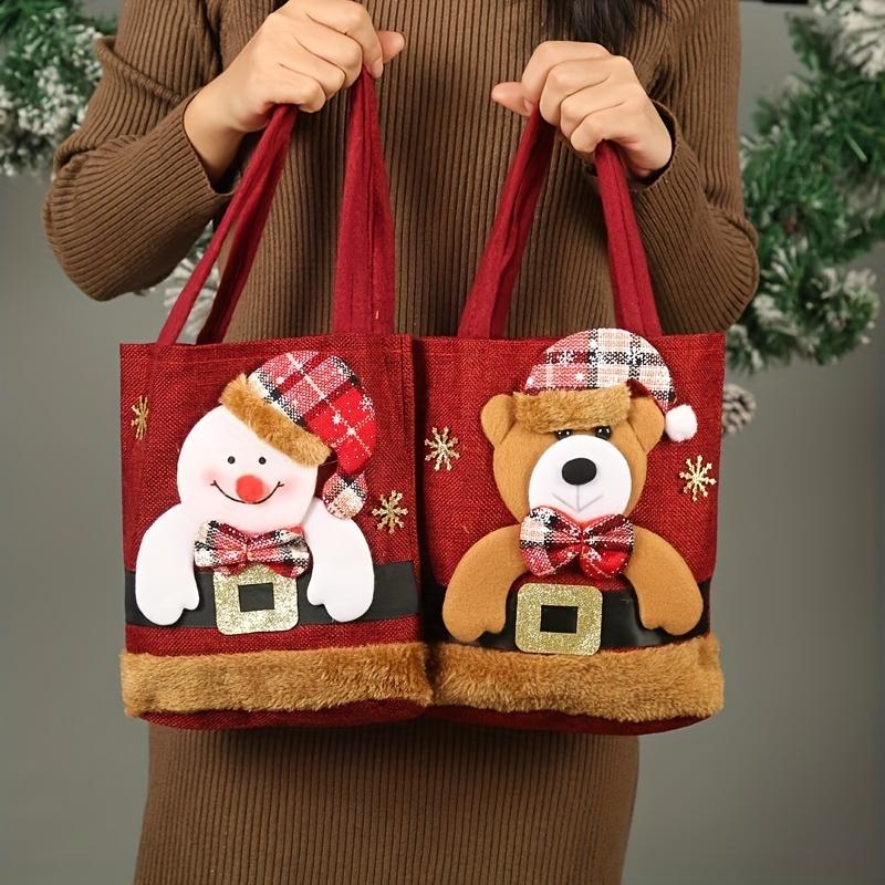 Three Christmas Gift Doll Bags, with Christmas Patterns - Perfect Christmas Decoration Bags, Christmas Tree Hanging Bags