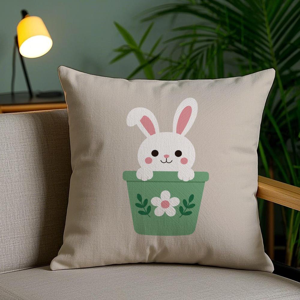 Dopamine Cute Animals Cushion Cover Plush Fabric DoubleSided Printed Invisible Zipper Sofa Pillow Case Home Bedroom Decor