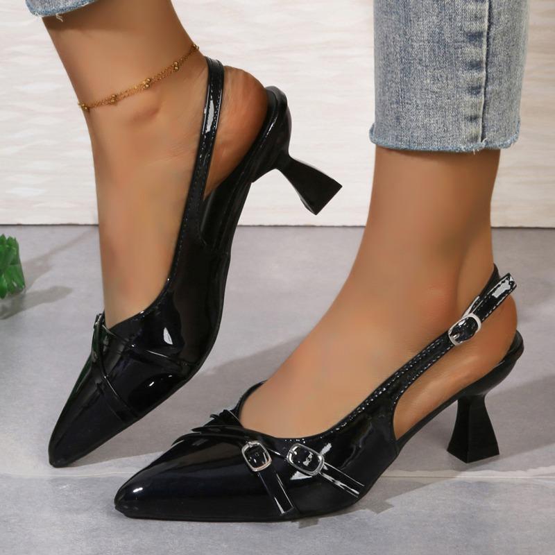 

Women s Summer One-word Belt Baotou Sandals New Niche Temperament Pointed Toe Shallow Mouth High Heels 34