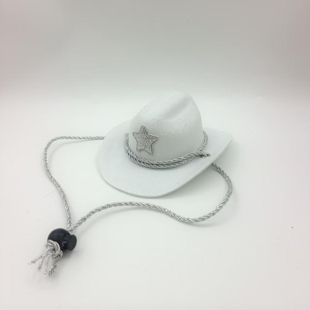 Pet Cowboy Hat Pentagram Gold Wire Silver Thread Chin Rope Cat Cowboy Hat Holiday Party Western Cowboy Hat