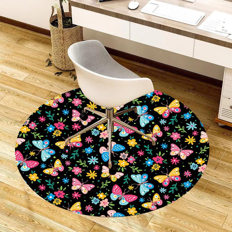 1pc Office Carpet Chair Mats Butterfly Floral Pattern Perfect for Decorating Office Chairss, Or Bedrooms.YDT350