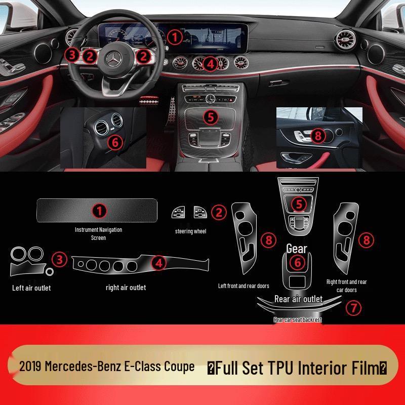 TPU Protective Film for 2017-2024 Mercedes-Benz E-Class E300L/E260L Interior Screens & Panels