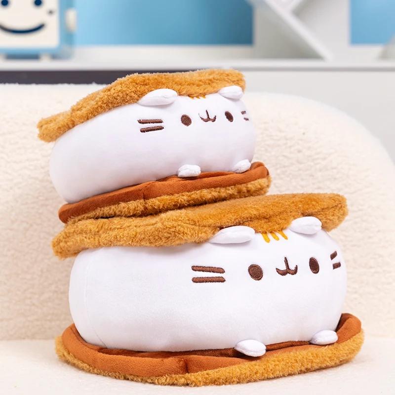 15/22cm Creative Sandwich Biscuit Fat Cat Throw Pern umplute jucărie amuzantă pisică păpușă animal de pluș pentru cadou de ziua de naștere pentru copii