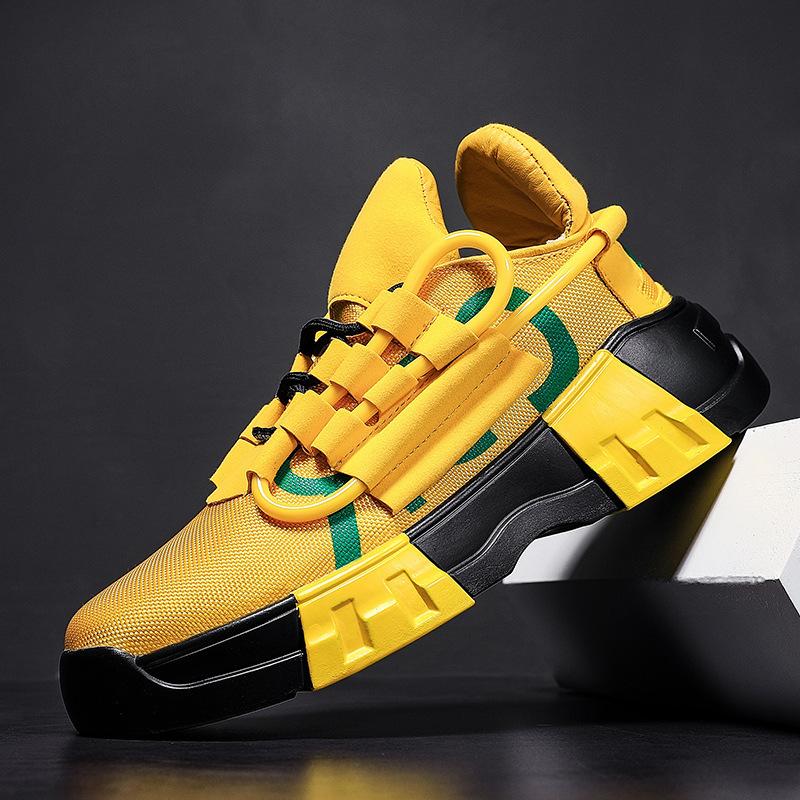 Spring and Autumn Large Size Outdoor Sports Running Shoes Platform Sole Harajuku Style Medium Help Lace-up Casual Board Shoes