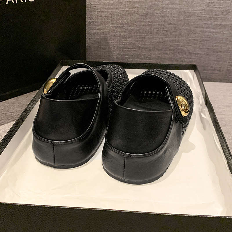 Woven thick-soled inner height increase one pedal Velcro Mary Jane shoes children with skirts 2025 summer new single shoes