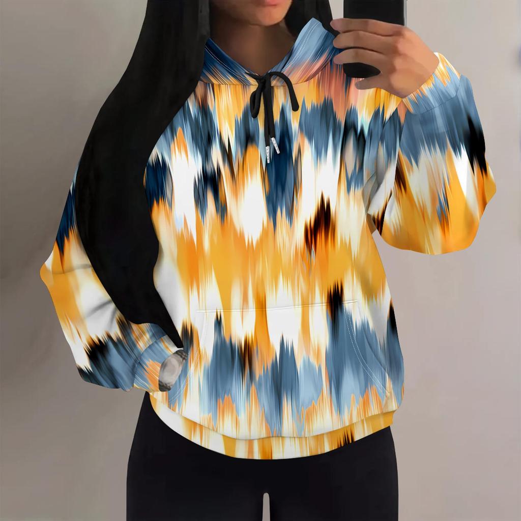 Women's Black Printed Hooded Sweatshirt with Patch Pocket - MH548