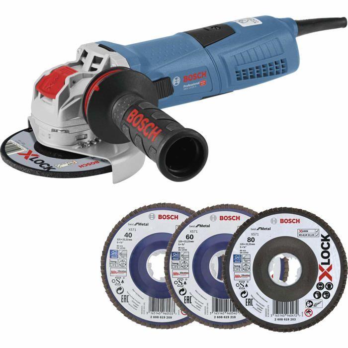 BOSCH Meuleuse X-LOCK 125mm 1300W GWX 13-125S + 3 disques - 0615990L0U