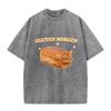 2026 Funny Bread Cat Gluten Morgen Graphic T Shirt Men Women Vintage Washed Black Unisex Casual Tee