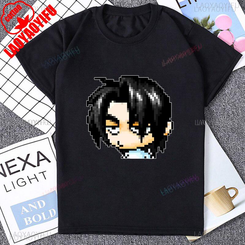 Vintage Pixel Game Style MapleStory Kawaii Printed TShirts Korea Style Buddy Personalize Homme T Shirt Cotton Y2K Otaku Clothing