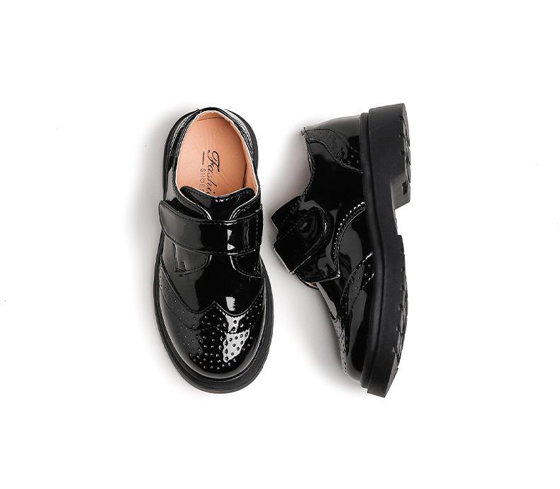Boys' Black Leather Shoes Soft Sole, Korean-Style, for Spring/Autumn 2025 School Performance.