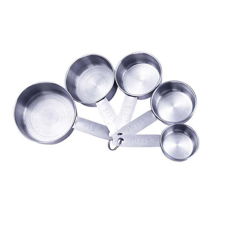 WIKHOSTAR Kaffeemesslöffelbecher, Premium-Stapelset, Küchenmesslöffelset, Messbecher- und Löffelset aus Edelstahl