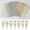 3D Holographische Schmetterling Nail art Aufkleber Klebstoff Gold Silber Laser Folie Nagel Abziehbilder Für Frauen Mädchen DIY Maniküre Dekoration