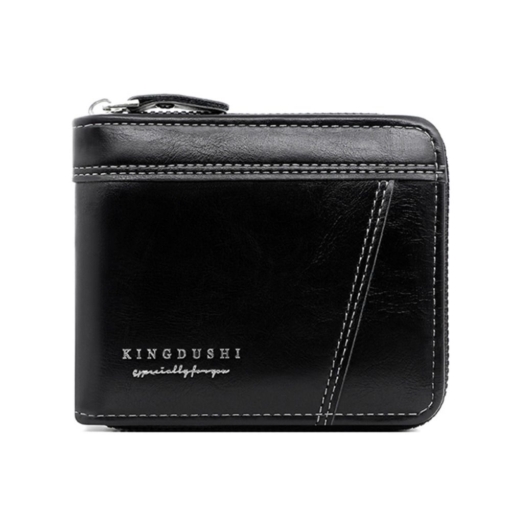 Zipper Male Coin Purse Pu Business Card Holder Fashion Men's Short Wallet  Gift