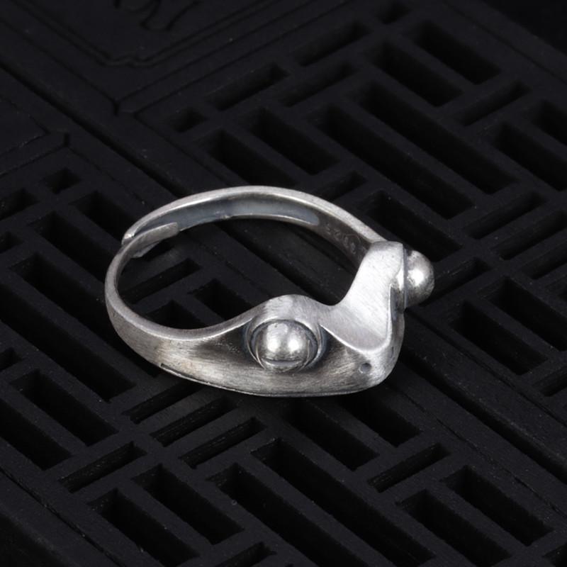S925 Sterling Silver Matte Frog Ring - Adjustable, Three-Dimensional Design for Women