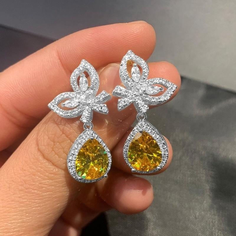 Wunderschöne Tropfenohrringe für Frauen, brillante Zirkonia, Hochzeitsaccessoires, Valentinstagsgeschenk, Modeschmuck