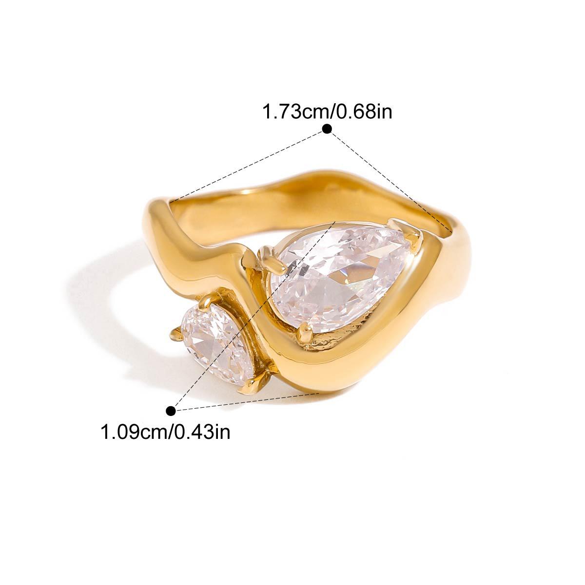 

Yori White Square Cubic Zirconia Wave Ring 18k Gold Color Pvd Plated Stainless Steel Fashion Finger Jewelry Accessories Gift 7