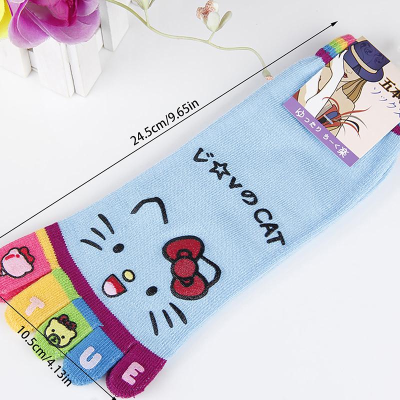 Kawaii Hello Kitty Five Finger Socks Anime Sanrio Kt Cat Y2K Soft Comfortable Floor Sock Home Socks Girl Gift