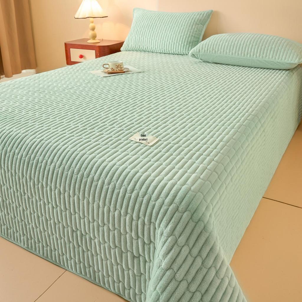 Class A Quilted Fleece Single Bed Cover – Thick, Non-Slip, Dustproof Tatami Bedding Cover
