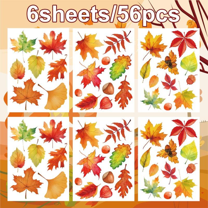Window Wall Sticker DIY Home Decor Double Side Printing No Glue Autumn Maple Leaves Wall Art PVC Sticker Decals for Glass Door