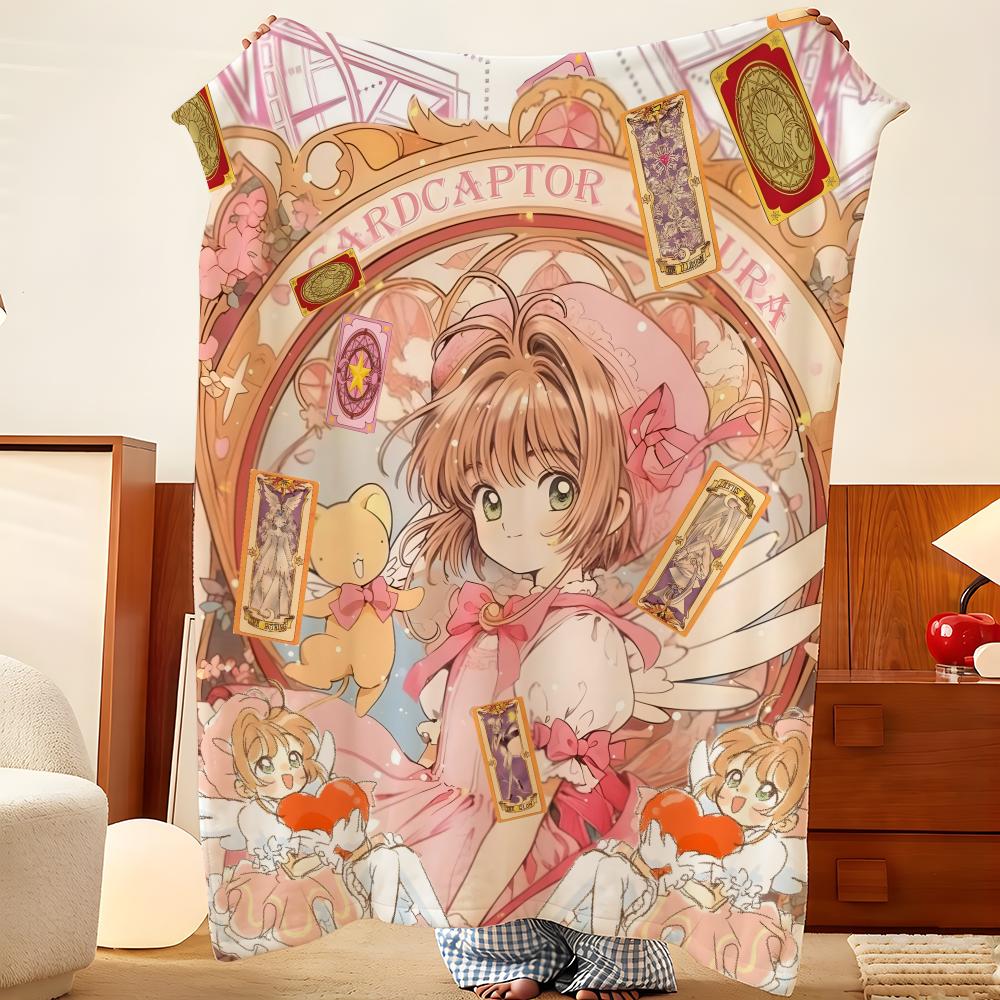 Anime C-Cardcaptor S-Sakura Throw Flannel Throw Blanket, Lightweight Cozy, Durable Washable cute Cool