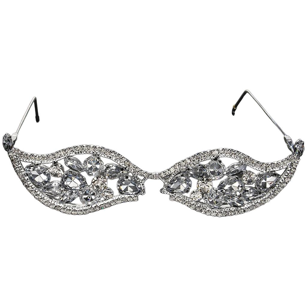 Rhinestones Eyeglasses Frame Crystal Geometric Face Decorative Frame Face Jewelry No Lens Sunglasses Frame Party Eyewears