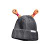 Novelty Knit Beanie Cap for Women with Glowing Antennas Funny Skull Hat Cartoon Frog Pullover Hat Party Cap