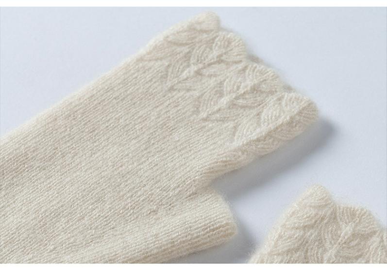 100% Pure Cashmere Fingerless Gloves – Warm, Solid Color, New Fashion Cold Protection