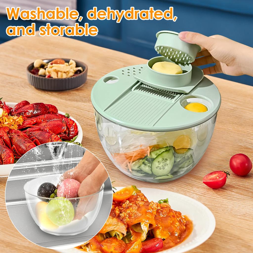 Vegetables Salad Spinner Vegetables Fruit Wash Basket Multifunc Dehydration Basket with Slicer Kitchen Gadget Salad Mixing Bowl