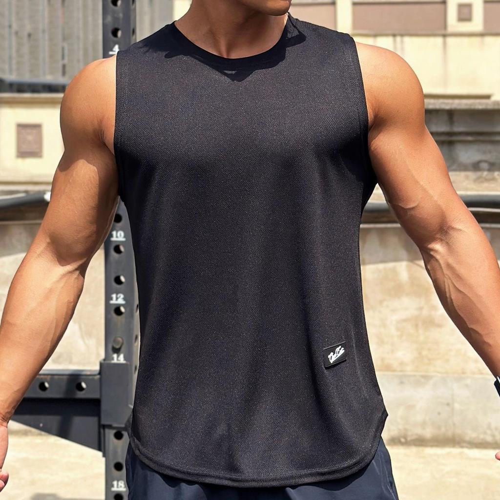 Men's Trendy Sleeveless Mesh Pullover: Quick-Dry Round Neck Fitness Top